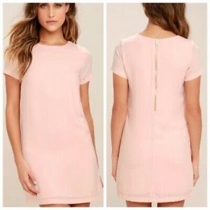 Lulu’s short sleeve Shift and Shout dress | blush pink | medium